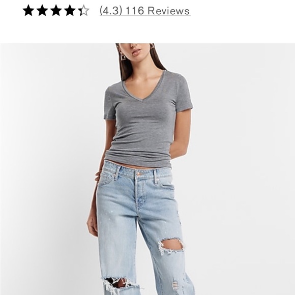 Express Supersoft Fitted V-neck Double Layer Tee - Picture 4 of 8